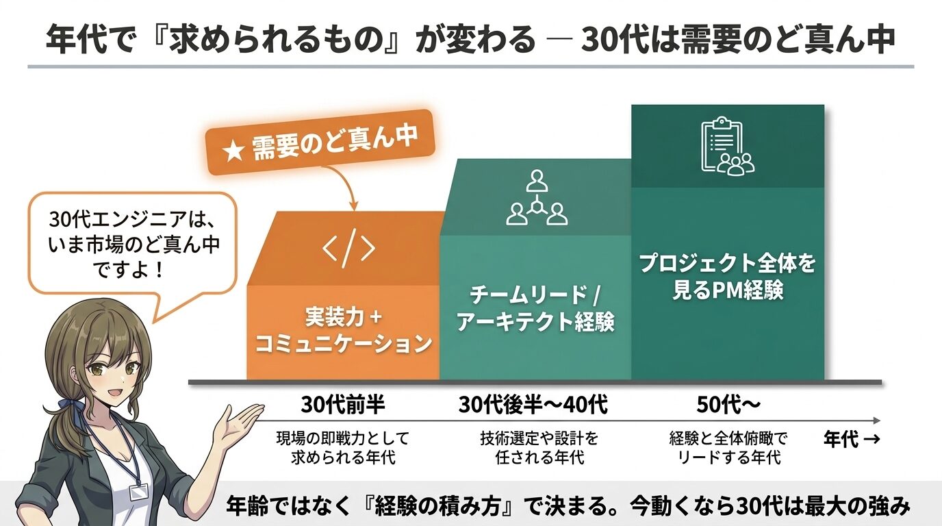 年代別・案件で求められるスキルの推移