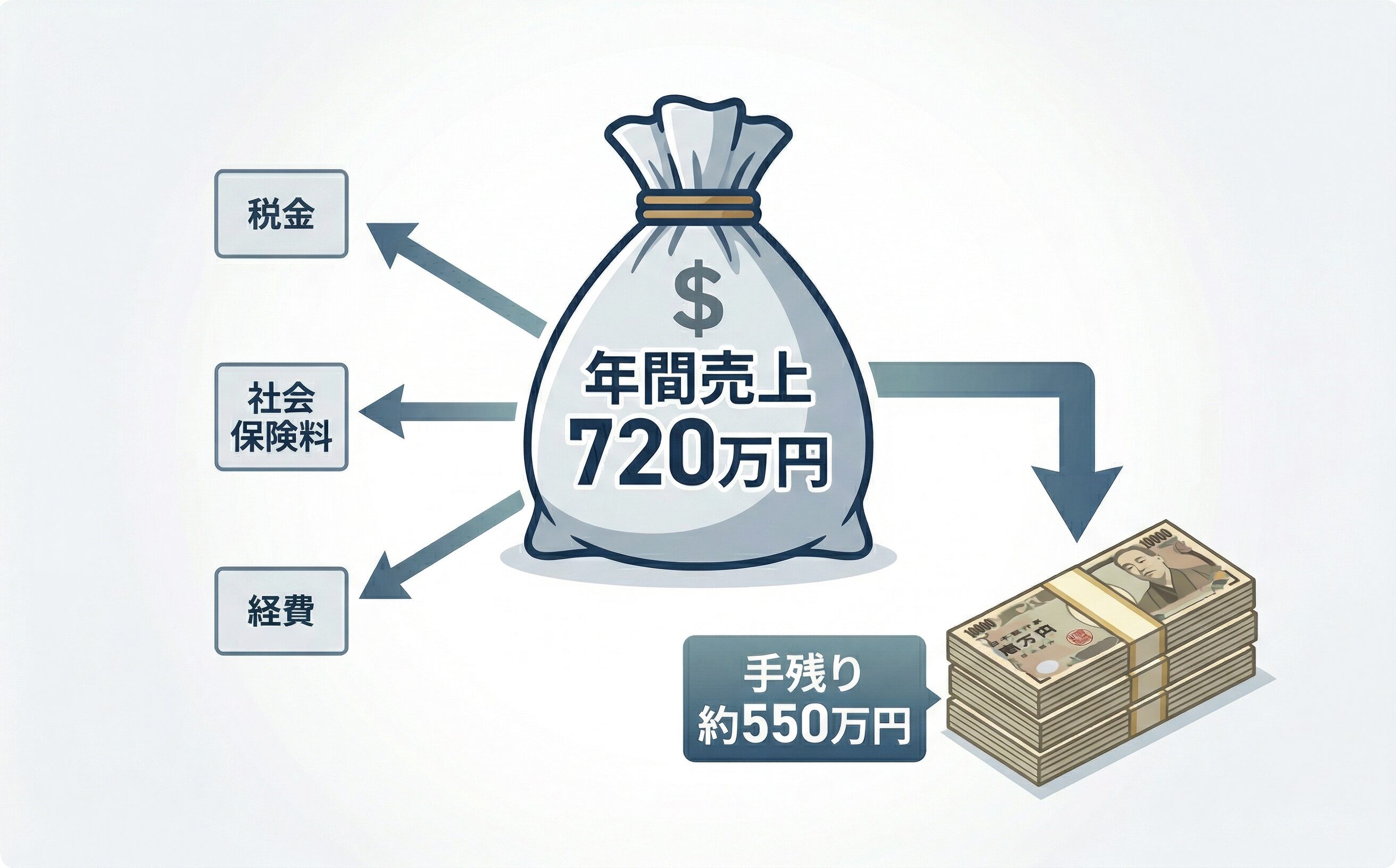 売上と手残りのイメージ