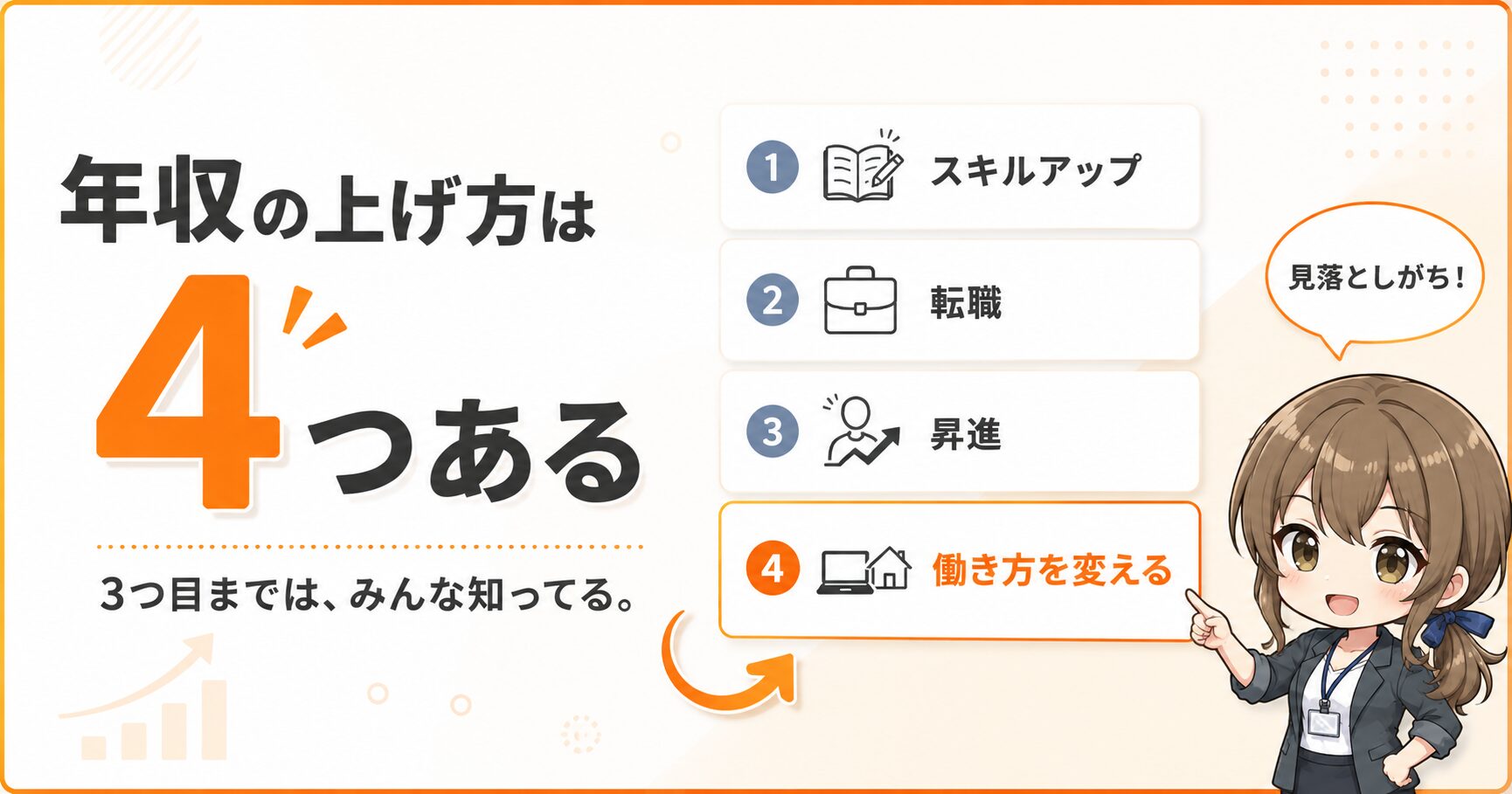 エンジニアの年収の上げ方は4つあると伝える記事のアイキャッチ。会社員時代の手取り434万円から年商900万円へ倍増させた筆者の実体験と、見落とされがちな第4の選択肢を強調。
